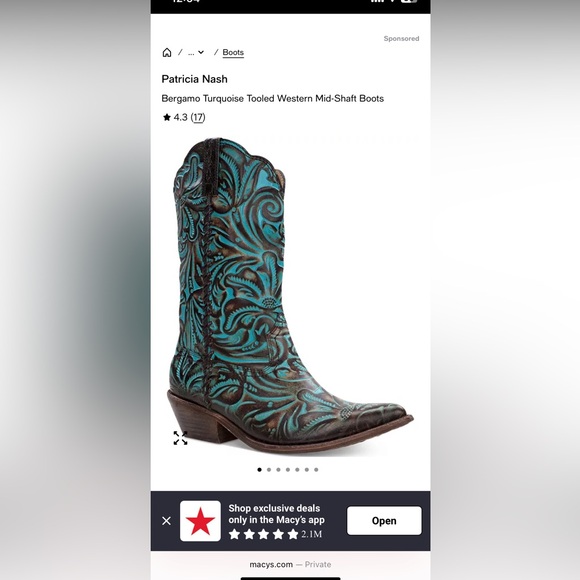🤠 Patricia Nash Turquoise Brown Western Cowboy Cowgirl Boots Genuine Leather 🤠 - Picture 7 of 7